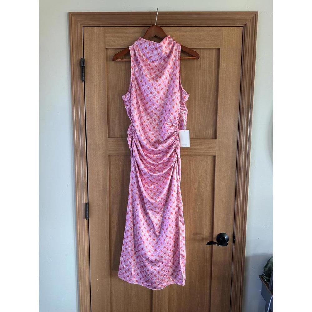 NWT Parker The Ayla Ruched Mock-Neck Satin Midi Dress in Cashmere Rose Women’s 8 - Picture 2 of 15